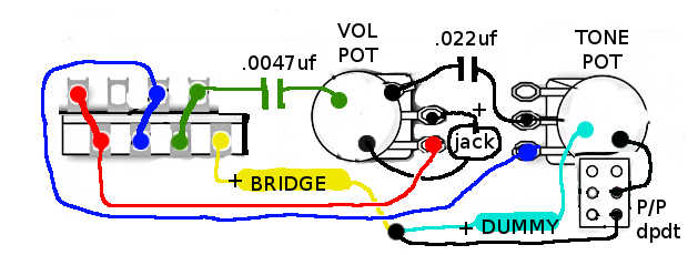 One Active Humbucker And Volume Wiring Diagram from www.frettech.com